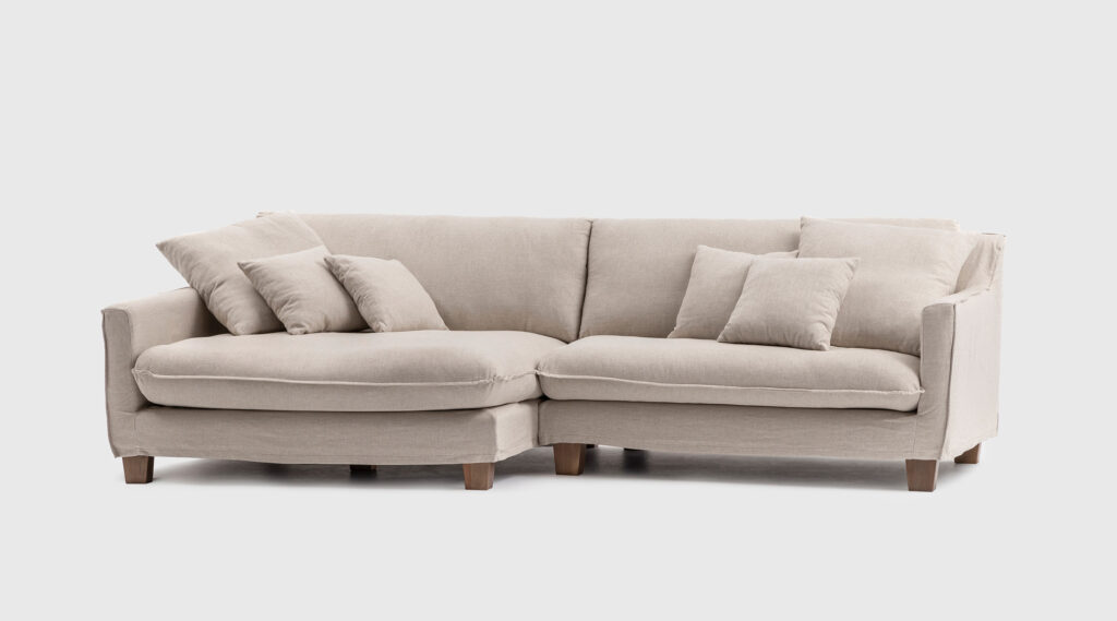 Sofá Fresh con chaise longue derecha, diseño moderno y totalmente desenfundable