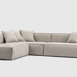 Sofá Green rinconera 320×240 cm en tela Adu gris Sofá Green rinconera de 320 x 240 cm con terminal abierto tapizado en tela Adu gris, 100% desenfundable y con asientos de goma y fibra