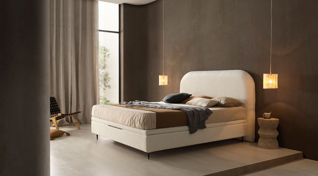 Cama canapé Den tapizada con cabezal ajustable y base en tejido 3D transpirable