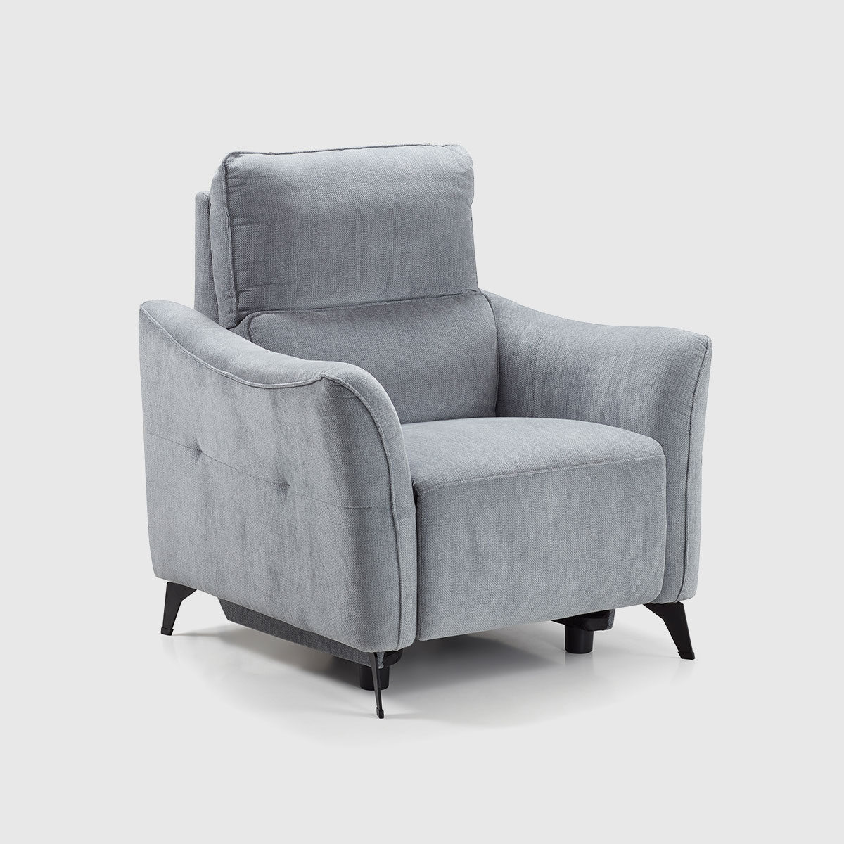 Sillón Yang relax eléctrico tapizado en tela VIP Waterproof gris con cabezal articulado y puerto USB