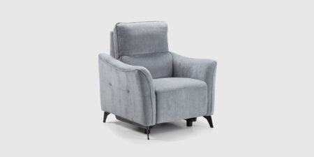 Sillón Yang relax eléctrico tapizado en tela VIP Waterproof gris con cabezal articulado y puerto USB