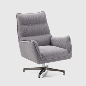 Sillón Ethan gris · giratorio y de madera maciza Sillón Ethan giratorio tapizado en tela gris con estructura de madera maciza