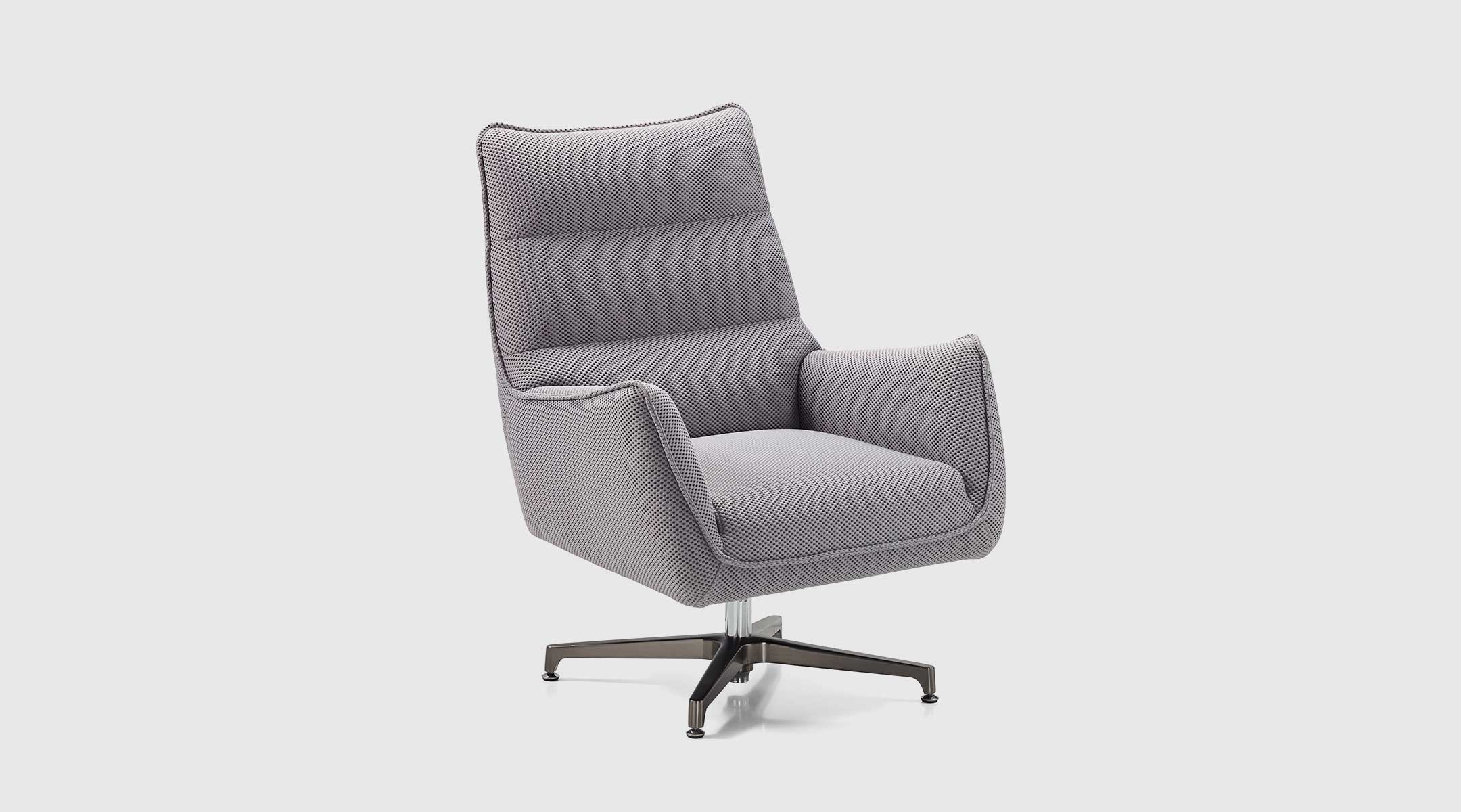 Sillón Ethan gris · giratorio y de madera maciza Sillón Ethan giratorio tapizado en tela gris con estructura de madera maciza