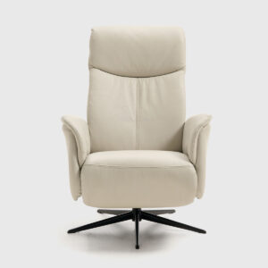 Butaca Ingrid de piel con base giratoria 360º y sistema relax para respaldo, reposapiés y cabezal
