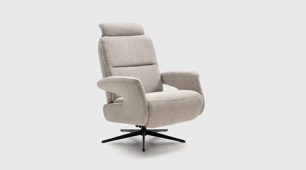 Sillón Nordic Design tapizado en tela 3595 gris con relax manual y cabezal reclinable