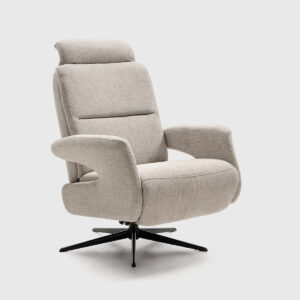 Sillón Nordic Design tapizado en tela 3595 gris con relax manual y cabezal reclinable