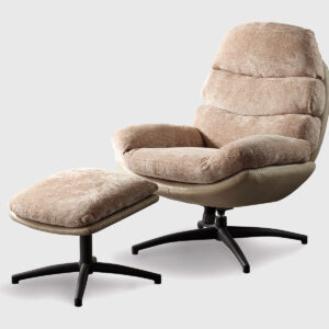 Sillón Kiro salmón · giratorio, balancín y con puf a juego Sillón Kiro giratorio y balancín tapizado en color salmón con puf a juego