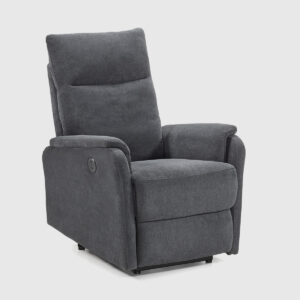 Butaca Zoe gris oscuro · relax eléctrico y puerto USB Butaca Zoe relax eléctrico tapizada en color gris oscuro con puerto USB y diseño compacto