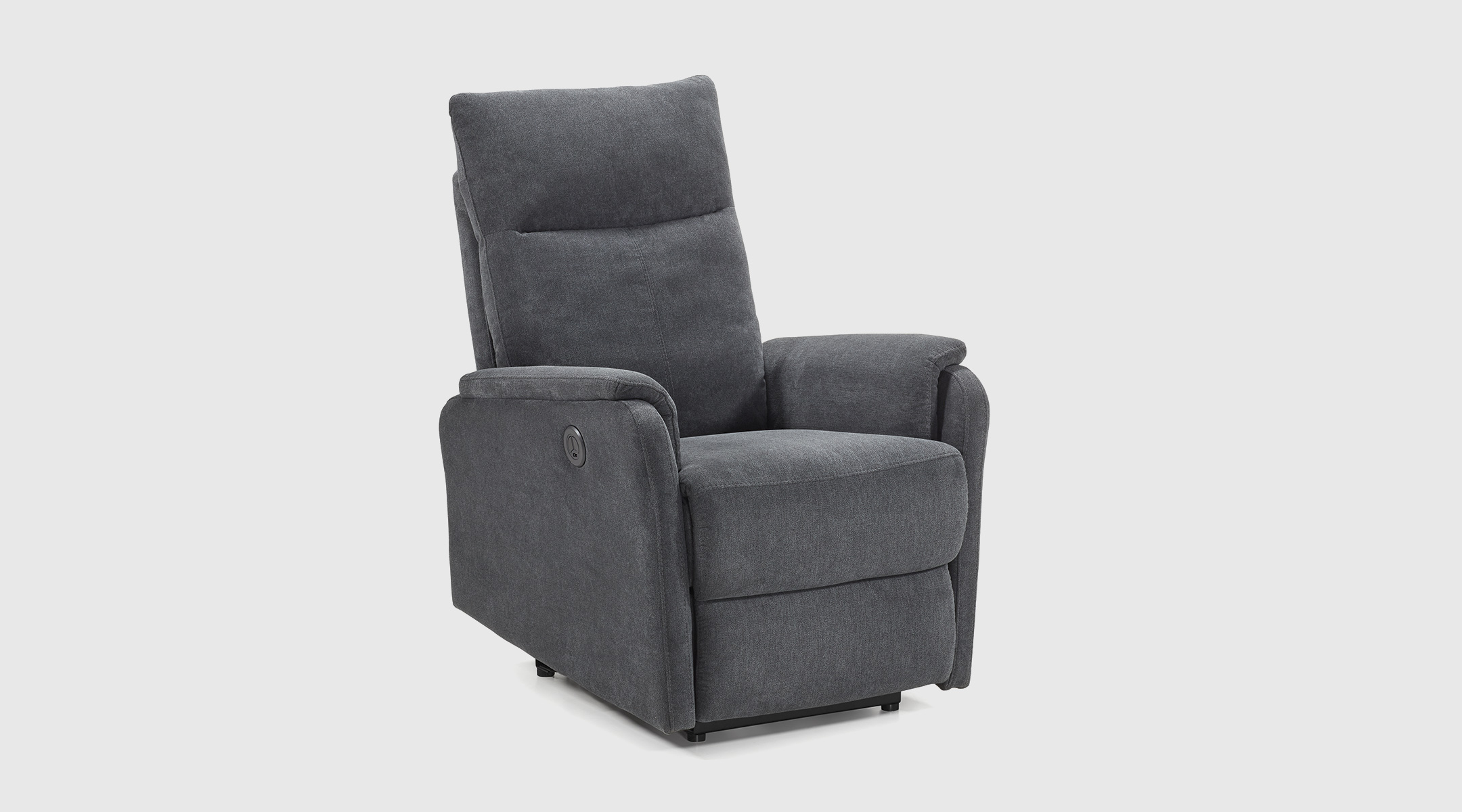 Butaca Zoe gris oscuro · relax eléctrico y puerto USB Butaca Zoe relax eléctrico tapizada en color gris oscuro con puerto USB y diseño compacto