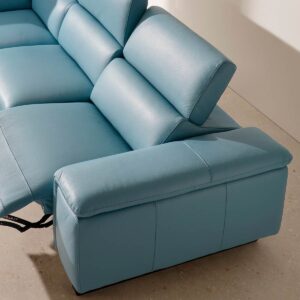 chaise-longue-zone-azul-dcha-2 Rinconera de piel azul con relax eléctrico, chaise derecha, asiento de alta densidad y patas metálicas color moka