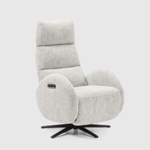 Sillón Finca gris · relax eléctrico y base giratoria modern Sillón Finca gris con respaldo y reposapiés eléctricos, cabezal motorizado y base giratoria tipo estrella