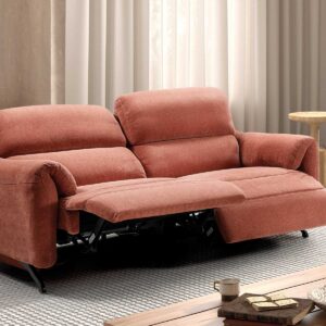 Sofá moderno Velar naranja curvo con relax eléctrico y tapizado impermeable