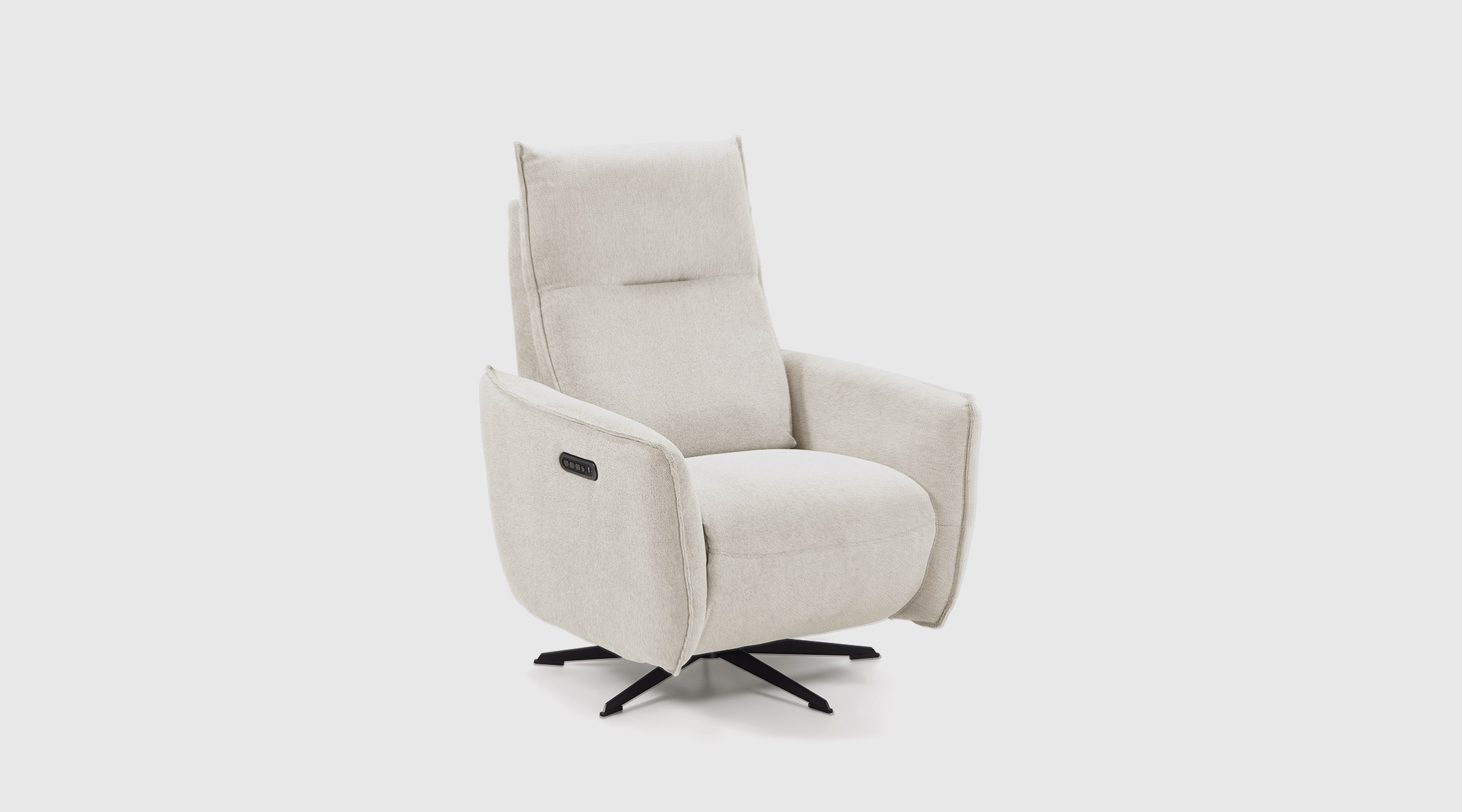 Sofá Moss beige · triple motorización y tapizado waterproof Sofá Moss beige con relax eléctrico, cabezales reclinables, función lumbar y tapizado waterproof