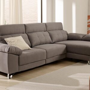 Sofá Chaise Longue Sally Relax Motorizado - Color Snack - Izquierda Sofá chaise longue motorizado modelo Sally tapizado en tela color Snack con terminal a la izquierda, sistema relax y puerto USB.
