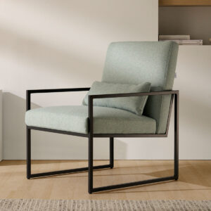 sillon-sabina-green-1 Butaca Sabina con estructura metálica negra y tapizado en tela Solid 80 green