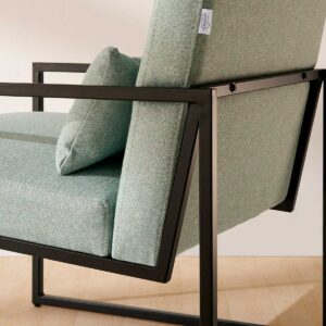 sillon-sabina-green-3 Butaca Sabina con estructura metálica negra y tapizado en tela Solid 80 green