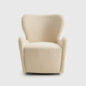 butaca-emile-crema-2 Butaca Emile giratoria tapizada en tela Quelle color crema con respaldo alto y asiento de muelles ensacados