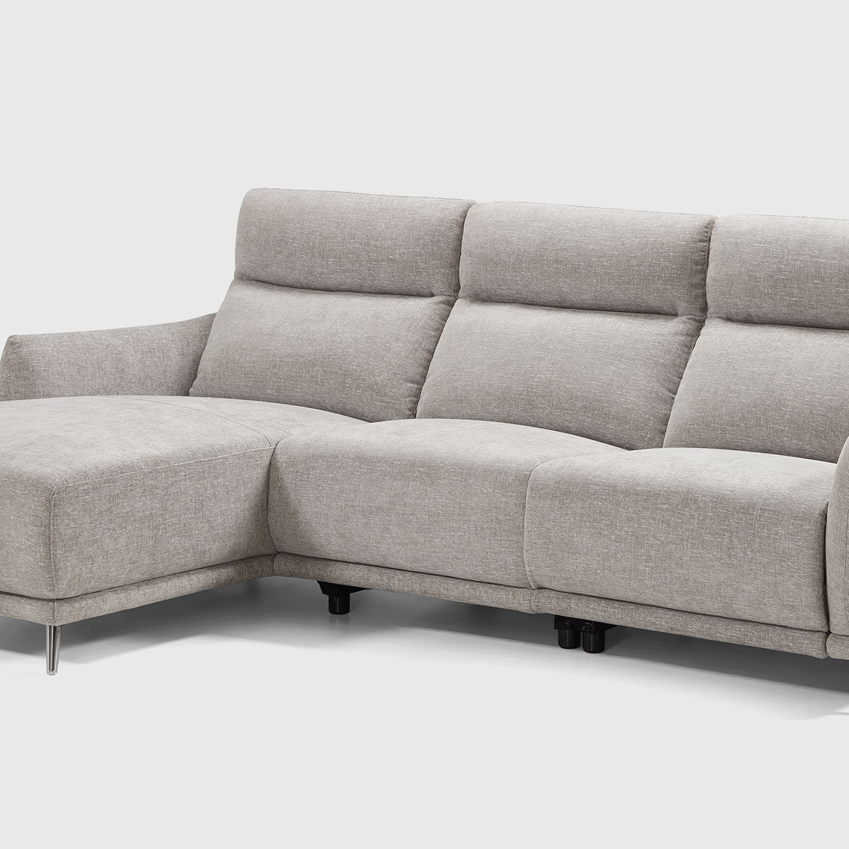 Sofá Dante gris con chaise longue derecha y diseño de líneas limpias
