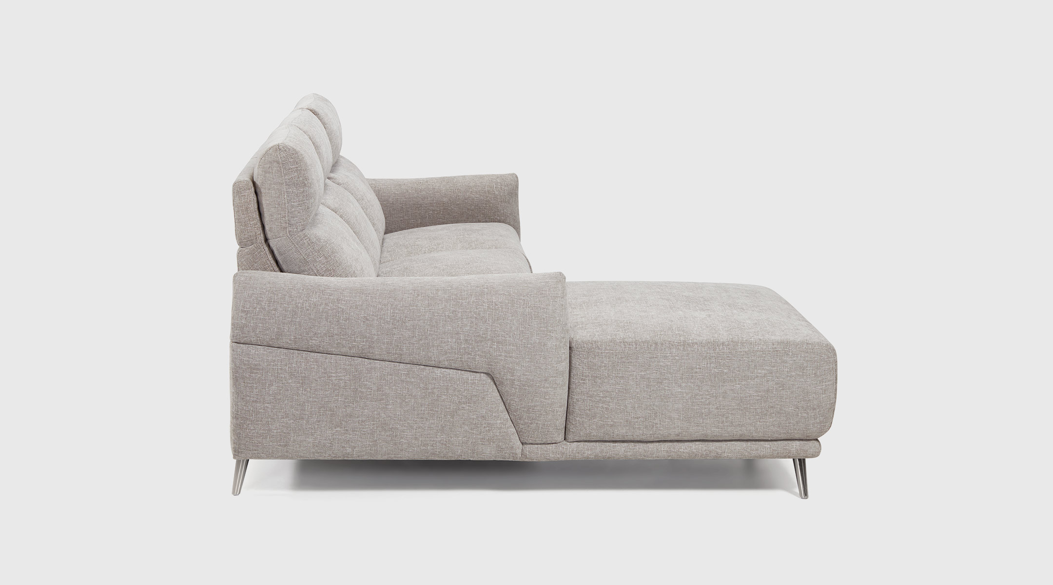 chaise-longue-dante-gris-dcha-8 Sofá de salón Dante color gris con terminal derecho, proporciones equilibradas y cojines mullidos.