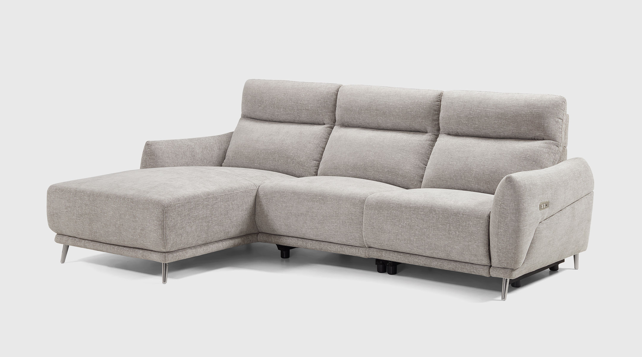 Sofá Dante gris chaise longue derecha · diseño equilibrado y cómodo Sofá Dante gris con chaise longue derecha y diseño de líneas limpias