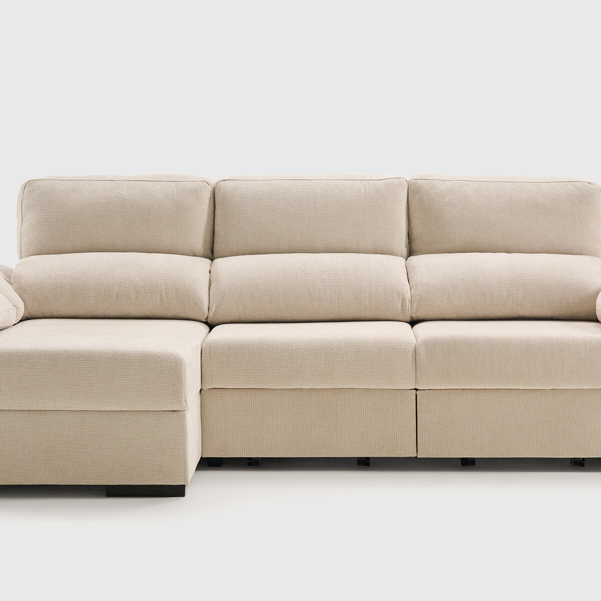 Sofá Elan con chaise longue derecha, asientos deslizantes y cabezales reclinables