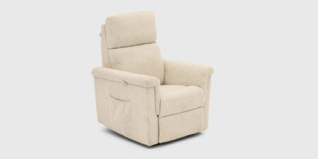 Sillón Gioia beige con relax eléctrico, respaldo alto y brazos volados
