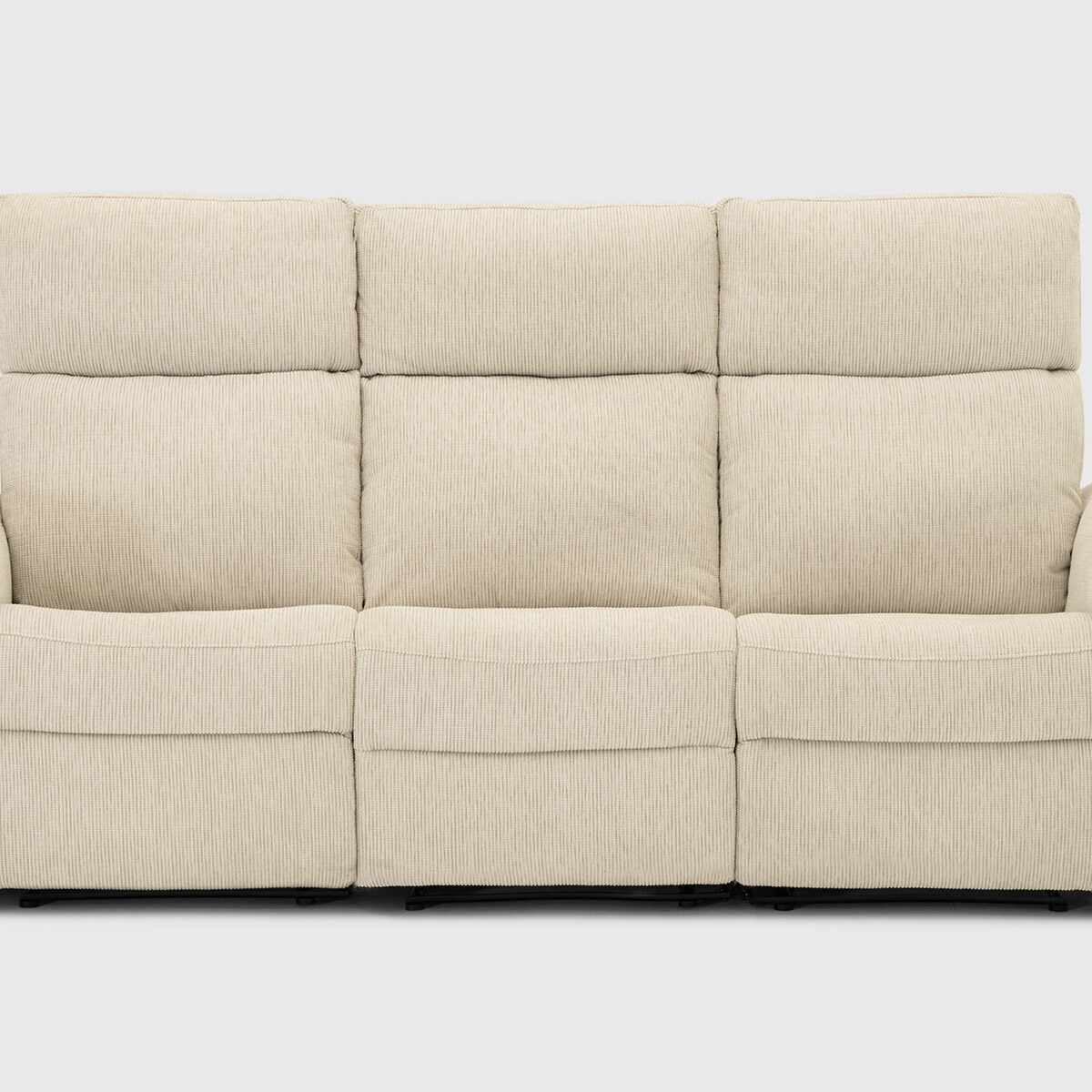 Sofá Gioia beige de líneas suaves con respaldo alto y función relax eléctrica