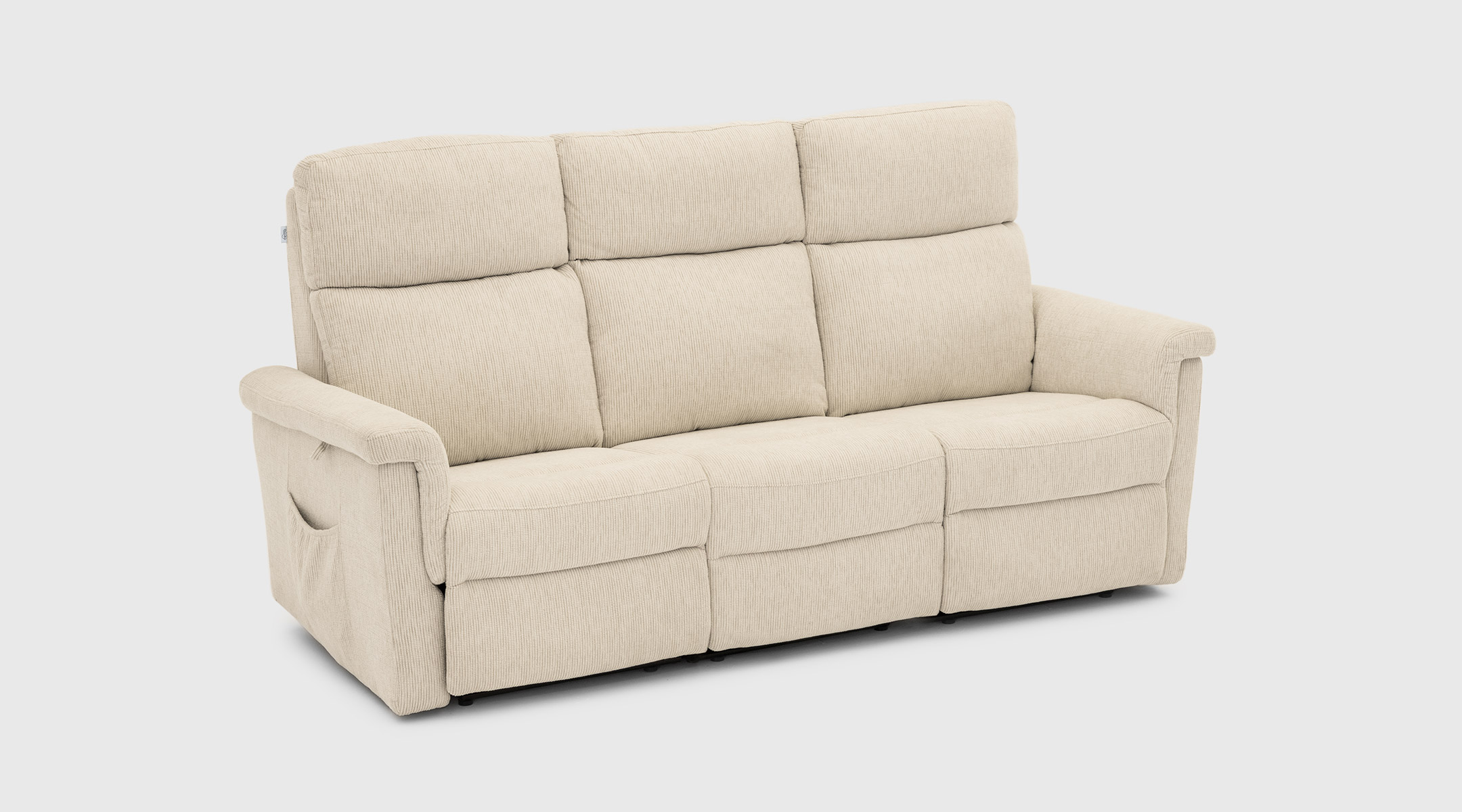 Sofá Gioia beige relax eléctrico compacto de diseño ligero Sofá Gioia beige con relax eléctrico, respaldo alto y diseño compacto de 80 cm de fondo