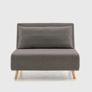 Sofá cama Zare gris oscuro · sistema clic-clac y diseño compacto Sofá cama Zare color gris oscuro con sistema clic-clac y cojín riñonera