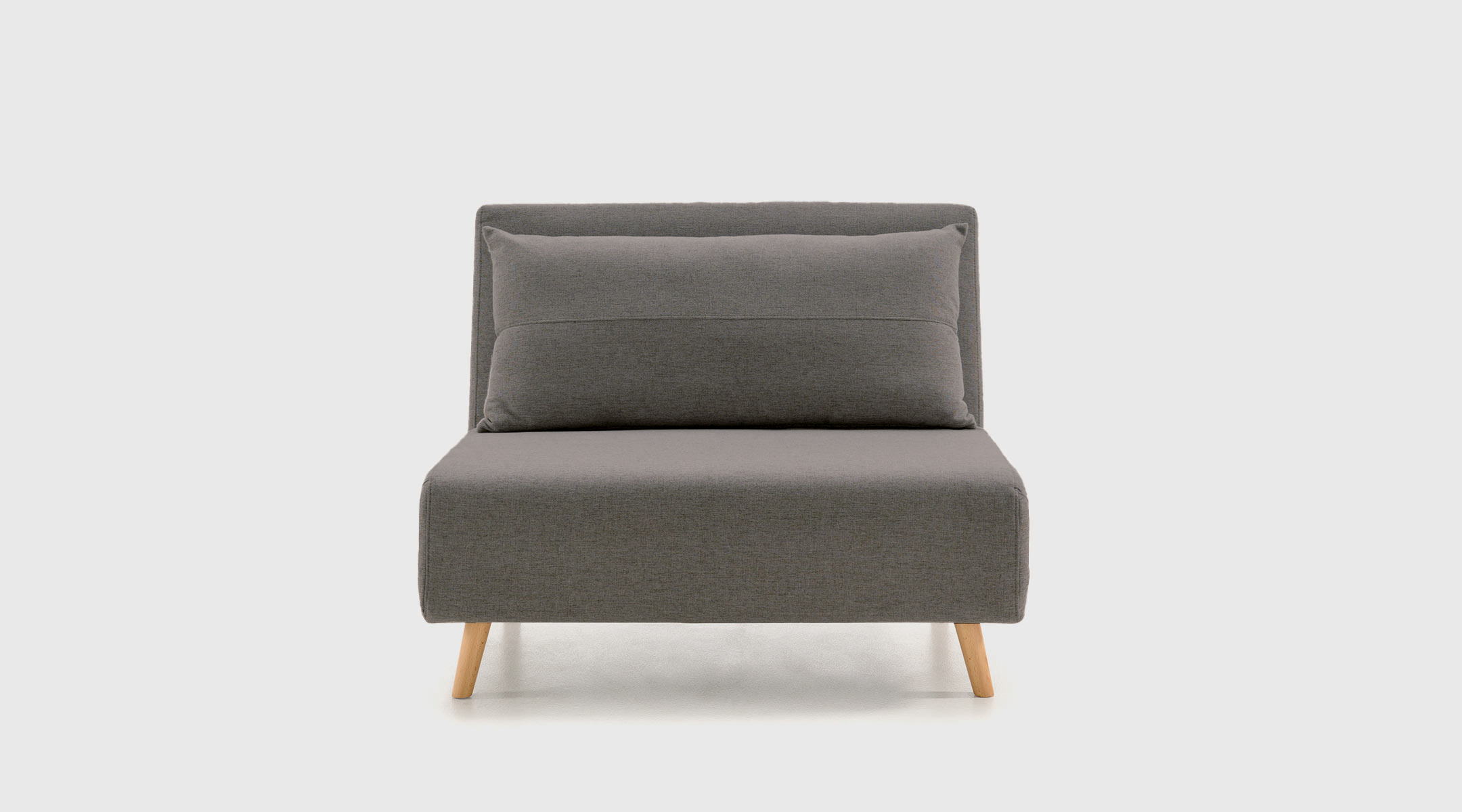 Sofá cama Zare gris oscuro · sistema clic-clac y diseño compacto Sofá cama Zare color gris oscuro con sistema clic-clac y cojín riñonera