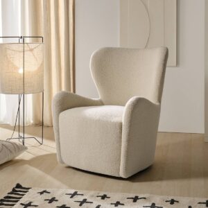 butaca-emile-crema-1 Butaca Emile giratoria tapizada en tela Quelle color crema con respaldo alto y asiento de muelles ensacados