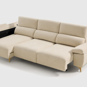 chaise-longue-livi-beige-dcha-5 Sofá moderno Livi de 302 cm en color beige, chaise longue a la derecha, brazos anchos y cabezales reclinables multipunto.