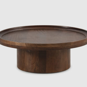 Mesa redonda Mokai de madera de mango | Diseño natural y elegante – Mimma Gallery Mesa auxiliar redonda Mokai de madera de mango con vetas naturales y acabado sostenible