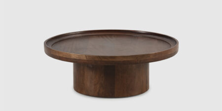 Mesa auxiliar redonda Mokai de madera de mango con vetas naturales y acabado sostenible