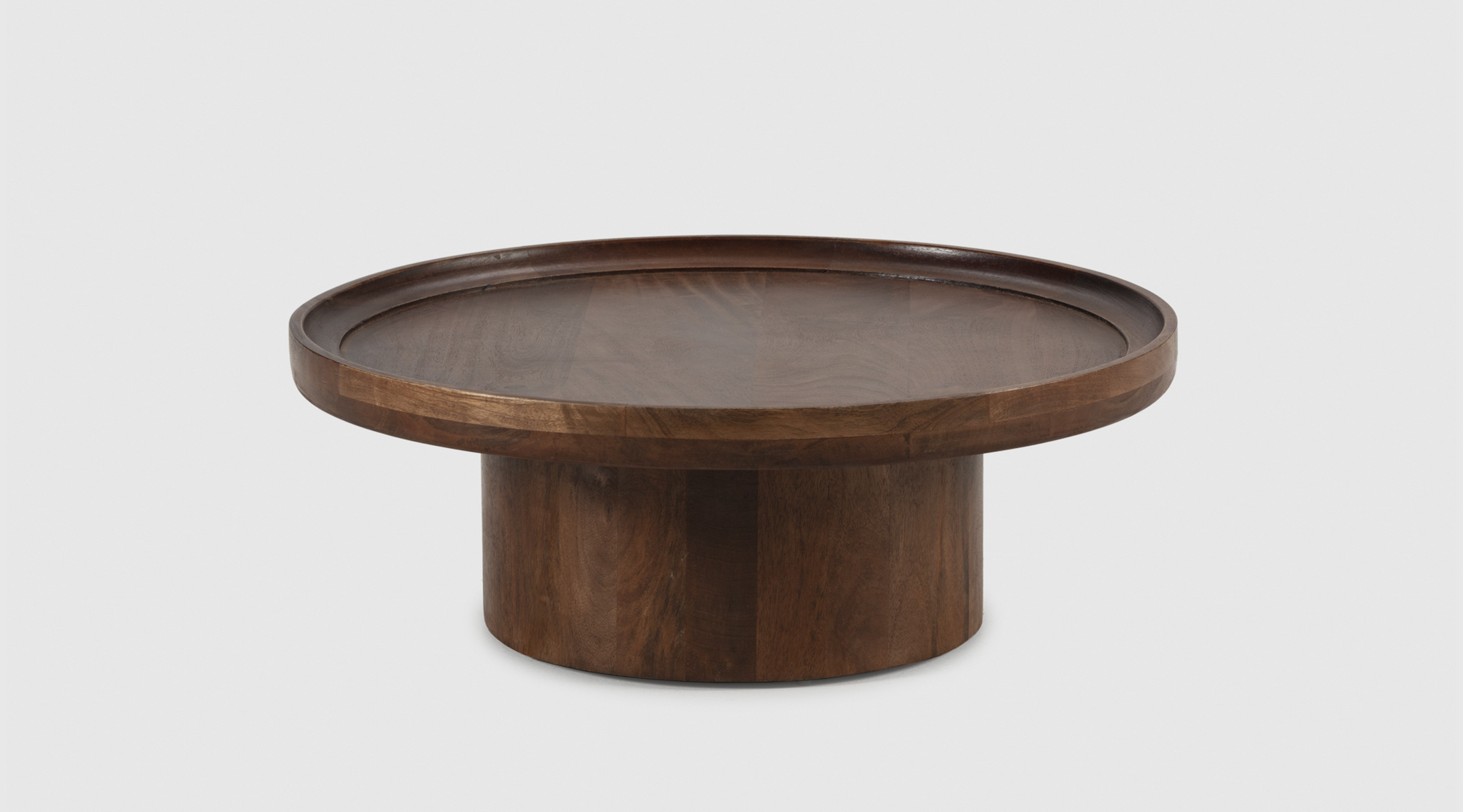 Mesa redonda Mokai de madera de mango | Diseño natural y elegante – Mimma Gallery Mesa auxiliar redonda Mokai de madera de mango con vetas naturales y acabado sostenible