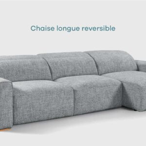 Sofá Chaise Longue Numa Eléctrico Izquierda - Nova 72 Light Blue Sofá moderno Numa en color Light Blue con chaise longue a la izquierda, asientos eléctricos con mando inalámbrico y patas de madera.