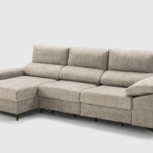 Sofá Alexa en beige con chaise longue, relax deslizante y fundas lavables desenfundables, con o sin chaise longue