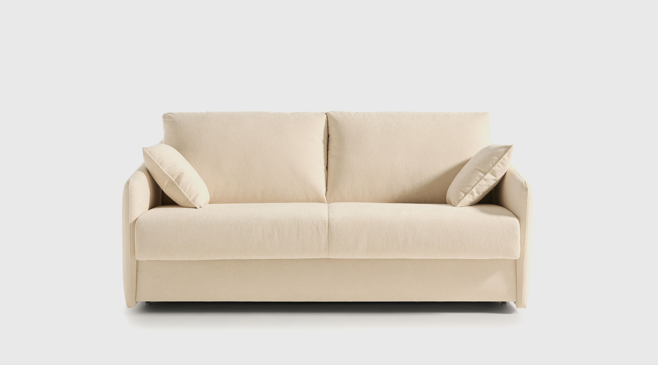 Sofá Cama Loren | Sistema Italiano | Mimma Gallery Sofá cama beige modelo Loren con sistema de apertura italiana y colchón de 140x200 de Mimma Gallery.